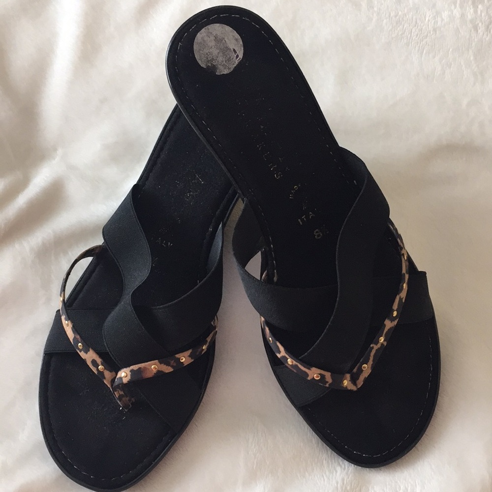 Black wedge sandals